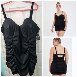 Torrid 3F Black Retro Pin-Up One Piece Swimsuit